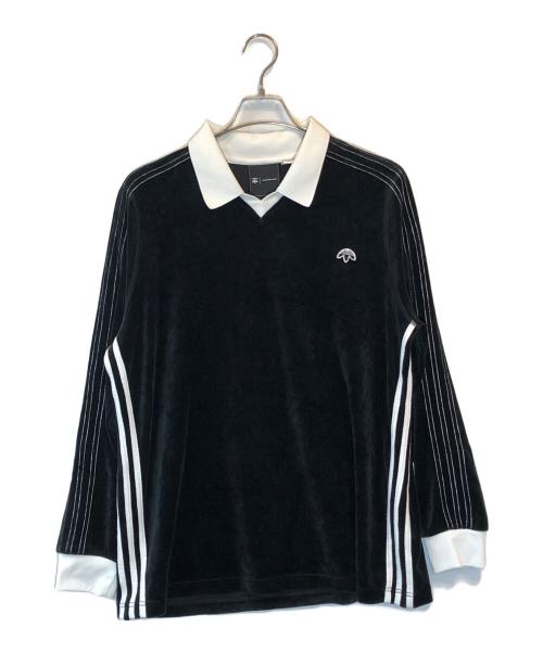 adidas（アディダス）adidas (アディダス) ALEXANDER WANG (アレキサンダーワン) Velour Logo Polo Long Sleeve Top ブラック サイズ:J 2XOの古着・服飾アイテム