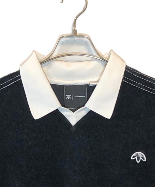 adidas（アディダス）adidas (アディダス) ALEXANDER WANG (アレキサンダーワン) Velour Logo Polo Long Sleeve Top ブラック サイズ:J 2XOの古着・服飾アイテム