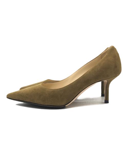 JIMMY CHOO（ジミーチュウ）JIMMY CHOO (ジミーチュウ) JCロゴ付きスエード・ポインテッドトゥ パンプス オリーブ サイズ:35の古着・服飾アイテム