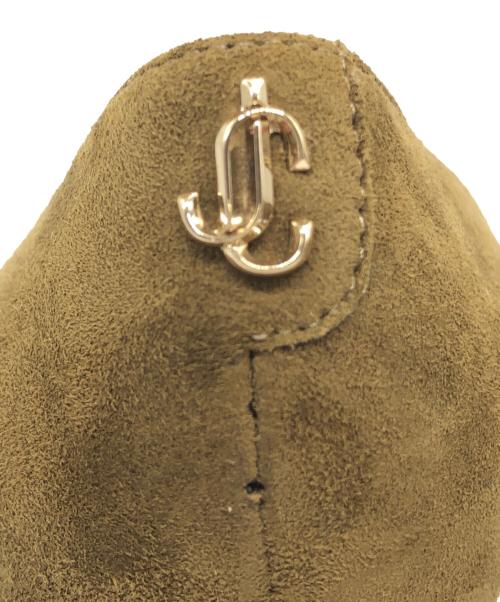 JIMMY CHOO（ジミーチュウ）JIMMY CHOO (ジミーチュウ) JCロゴ付きスエード・ポインテッドトゥ パンプス オリーブ サイズ:35の古着・服飾アイテム