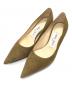 JIMMY CHOO（ジミーチュウ）の古着「JCロゴ付きスエード・ポインテッドトゥ パンプス」｜オリーブ