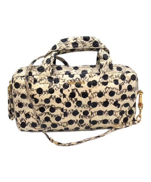 MIU MIU（ミュウミュウ）MIU MIU (ミュウミュウ) パイソンドット2WAYショルダーバッグ ホワイト×ブラックの古着・服飾アイテム