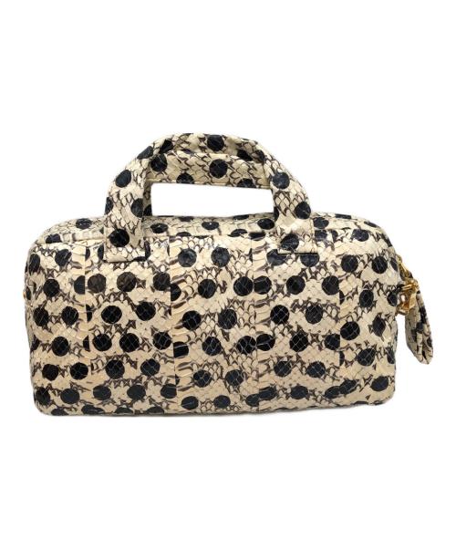 MIU MIU（ミュウミュウ）MIU MIU (ミュウミュウ) パイソンドット2WAYショルダーバッグ ホワイト×ブラックの古着・服飾アイテム