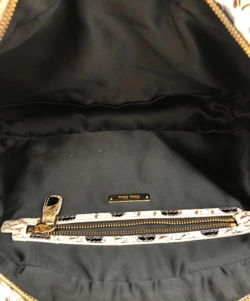 MIU MIU（ミュウミュウ）MIU MIU (ミュウミュウ) パイソンドット2WAYショルダーバッグ ホワイト×ブラックの古着・服飾アイテム