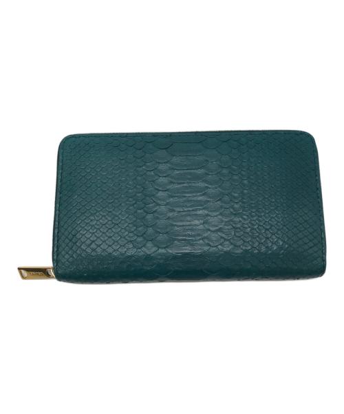 CELINE（セリーヌ）CELINE (セリーヌ) パイソンラウンドファスナー長財布 ブルー サイズ:下記参照の古着・服飾アイテム