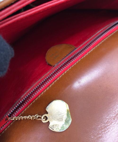 CELINE（セリーヌ）CELINE (セリーヌ) レザーショルダーバッグ ブラウンの古着・服飾アイテム