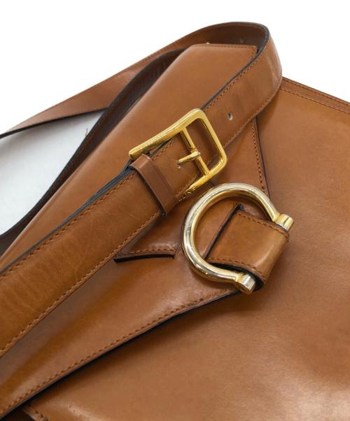 CELINE（セリーヌ）CELINE (セリーヌ) レザーショルダーバッグ ブラウンの古着・服飾アイテム