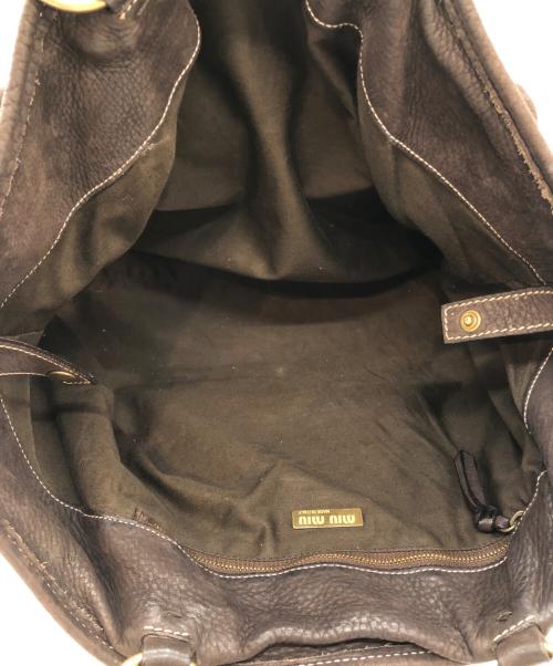 MIU MIU（ミュウミュウ）MIU MIU (ミュウミュウ) レザートートバッグ ブラウンの古着・服飾アイテム
