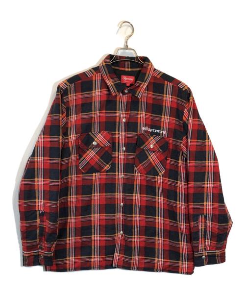 SUPREME（シュプリーム）Supreme (シュプリーム) Independent Quilted Flannel Shirt レッド サイズ:SIZE Lの古着・服飾アイテム