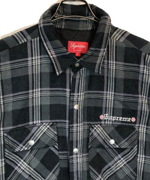 SUPREME（シュプリーム）Supreme (シュプリーム) Independent Quilted Flannel Shirt グレー サイズ:SIZE Lの古着・服飾アイテム