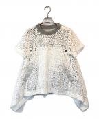 sacaiサカイ）の古着「メッセージレースカットソー」｜グレー×ホワイト