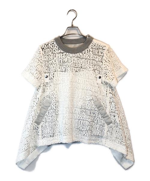 sacai（サカイ）sacai (サカイ) メッセージレースカットソー グレー×ホワイト サイズ:1の古着・服飾アイテム