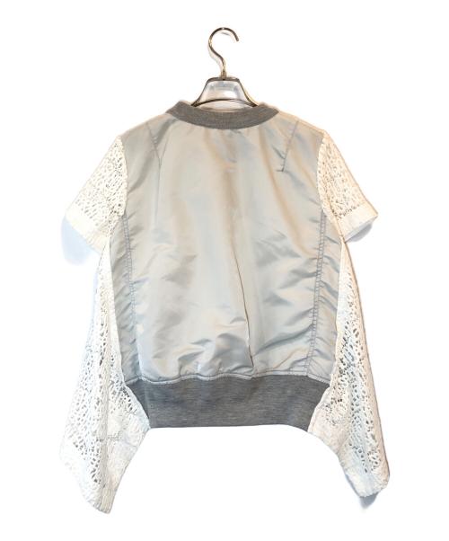 sacai（サカイ）sacai (サカイ) メッセージレースカットソー グレー×ホワイト サイズ:1の古着・服飾アイテム