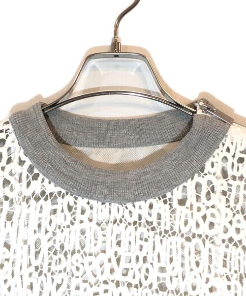 sacai（サカイ）sacai (サカイ) メッセージレースカットソー グレー×ホワイト サイズ:1の古着・服飾アイテム