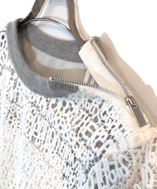 sacai（サカイ）sacai (サカイ) メッセージレースカットソー グレー×ホワイト サイズ:1の古着・服飾アイテム