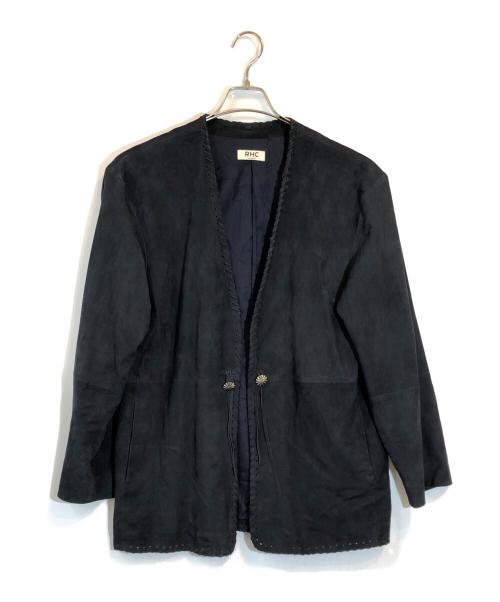 Ron Herman（ロンハーマン）Ron Herman (ロンハーマン) コンチョボタン スエードノーカラー テーラード ジャケット ネイビー サイズ:SIZE Mの古着・服飾アイテム