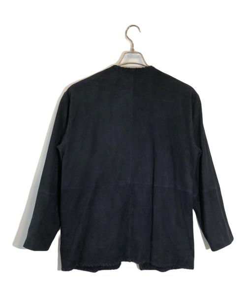 Ron Herman（ロンハーマン）Ron Herman (ロンハーマン) コンチョボタン スエードノーカラー テーラード ジャケット ネイビー サイズ:SIZE Mの古着・服飾アイテム