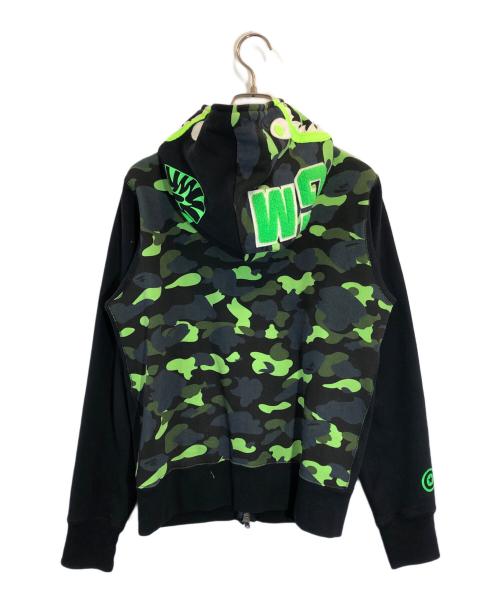 A BATHING APE（ア ベイシング エイプ）A BATHING APE (ア ベイシング エイプ) ジップシャークパーカー ブラック サイズ:SIZE Sの古着・服飾アイテム