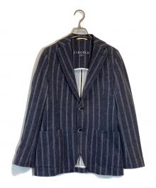 CIRCOLO 1901（チルコロ1901）の古着「ストライプジャージーテーラードジャケット」｜ネイビー