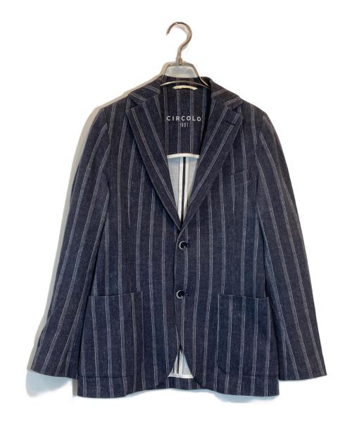CIRCOLO 1901（チルコロ1901）Circolo 1901 (チルコロ1901) ストライプジャージーテーラードジャケット ネイビー サイズ:SIZE 42の古着・服飾アイテム