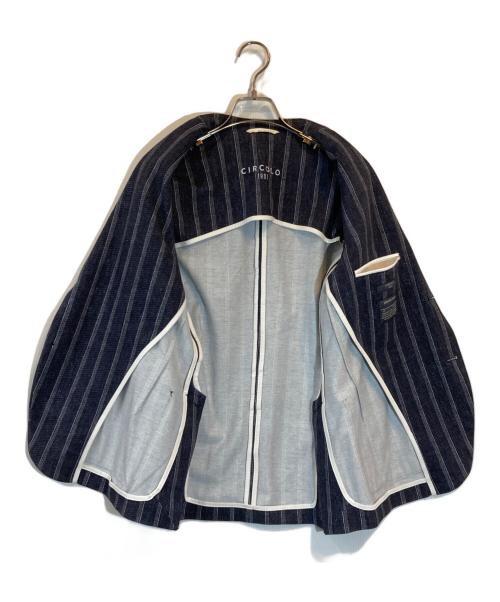 CIRCOLO 1901（チルコロ1901）Circolo 1901 (チルコロ1901) ストライプジャージーテーラードジャケット ネイビー サイズ:SIZE 42の古着・服飾アイテム