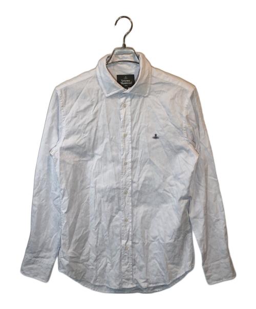 Vivienne Westwood man（ヴィヴィアン ウェストウッド マン）Vivienne Westwood man (ヴィヴィアン ウェストウッド マン) オーブモノグラム刺繍ロングスリーブシャツ ホワイト サイズ:48の古着・服飾アイテム