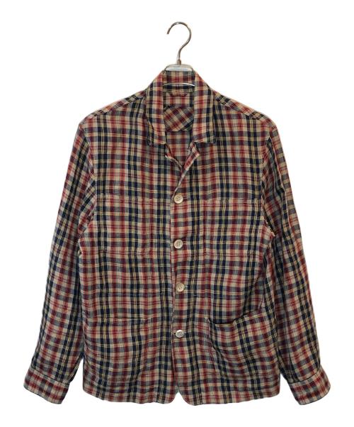 45R（フォーティファイブ・アール）45R (フォーティファイブ・アール) インドリネンマドラスの9084 4ポケットシャツ レッド×ネイビー サイズ:3の古着・服飾アイテム