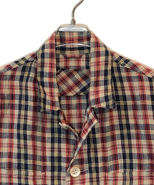 45R（フォーティファイブ・アール）45R (フォーティファイブ・アール) インドリネンマドラスの9084 4ポケットシャツ レッド×ネイビー サイズ:3の古着・服飾アイテム