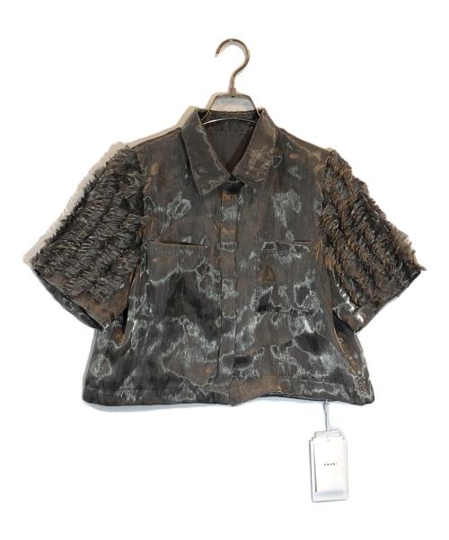 Ameri（アメリ）AMERI (アメリ) FRILL SLEEVE SHEER SHIRT グレー サイズ:SIZE Sの古着・服飾アイテム
