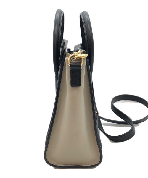 CELINE（セリーヌ）CELINE (セリーヌ) ナノショッパーレザー2WAYバッグ ベージュ×ブラックの古着・服飾アイテム