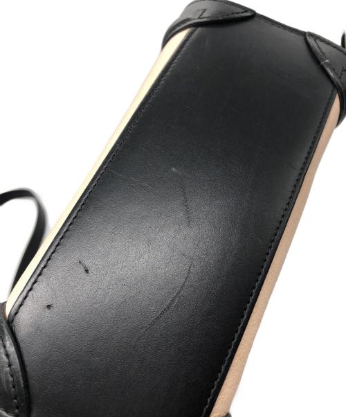 CELINE（セリーヌ）CELINE (セリーヌ) ナノショッパーレザー2WAYバッグ ベージュ×ブラックの古着・服飾アイテム
