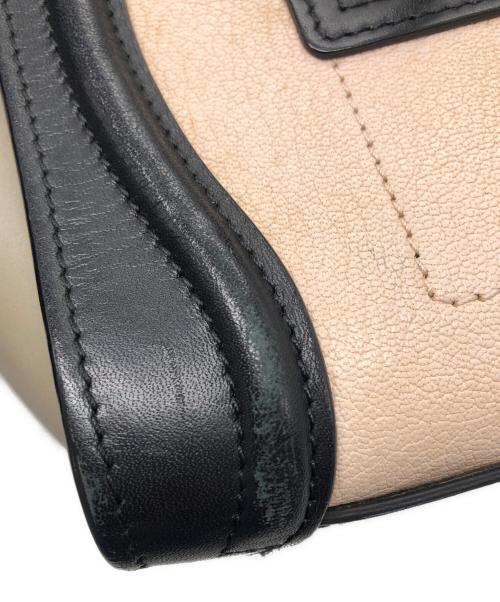 CELINE（セリーヌ）CELINE (セリーヌ) ナノショッパーレザー2WAYバッグ ベージュ×ブラックの古着・服飾アイテム