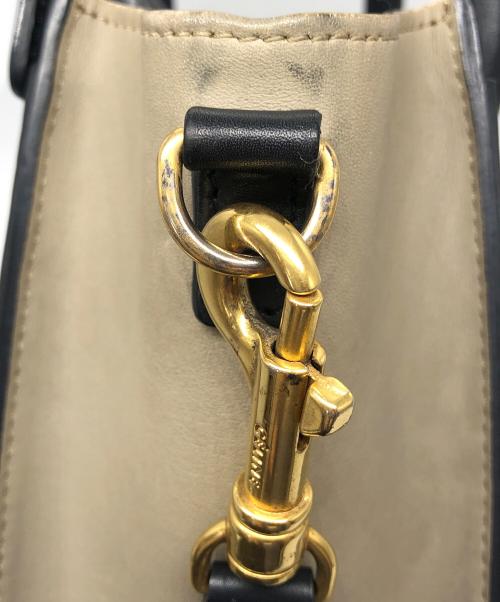 CELINE（セリーヌ）CELINE (セリーヌ) ナノショッパーレザー2WAYバッグ ベージュ×ブラックの古着・服飾アイテム