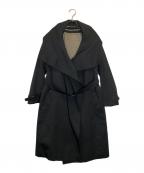 Aquascutumアクアスキュータム）の古着「シルクコットンライナー付ビッグカラートレンチコート」｜ブラック