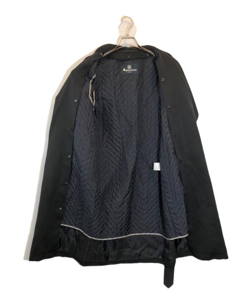 Aquascutum（アクアスキュータム）Aquascutum (アクアスキュータム) シルクコットンライナー付ビッグカラートレンチコート ブラック サイズ:SIZE 7Fの古着・服飾アイテム