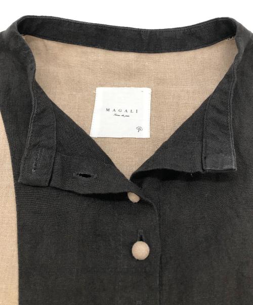 magali（マガリ）magali (マガリ) ブラッシュドベルギーリネンギャザーワンピース ベージュ サイズ:不明の古着・服飾アイテム