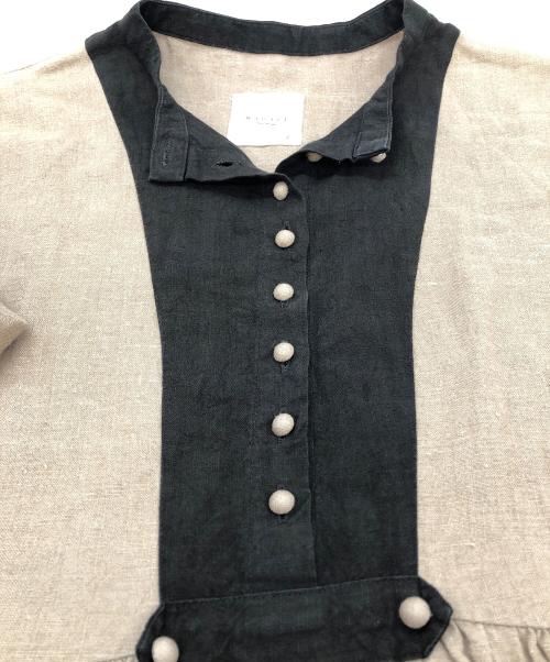 magali（マガリ）magali (マガリ) ブラッシュドベルギーリネンギャザーワンピース ベージュ サイズ:不明の古着・服飾アイテム