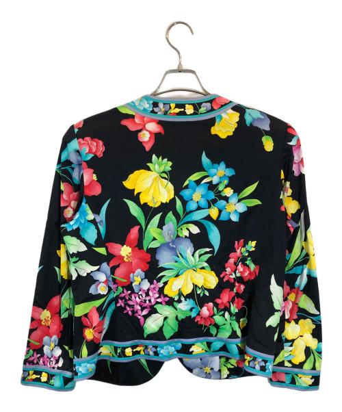 LEONARD（レオナール）LEONARD (レオナール) 花柄ノーカラージャケット ブラック サイズ:SIZE Lの古着・服飾アイテム