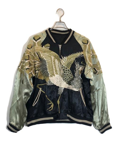 花旅楽団（ハナタビガクダン）花旅楽団 (ハナタビガクダン) リバーシンブルスカジャン ブラック×オリーブ サイズ:SIZE Lの古着・服飾アイテム