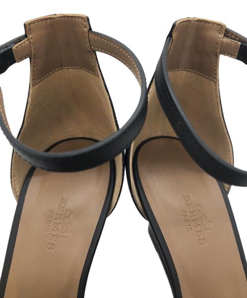 HERMES（エルメス）HERMES (エルメス) レジェンド Hロゴ レザー ウェッジ サンダル ブラック サイズ:SIZE 37 1/2の古着・服飾アイテム