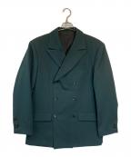 TENDER PERSONテンダ―パーソン）の古着「ピークドラペル ダブルテーラードジャケット」｜グリーン