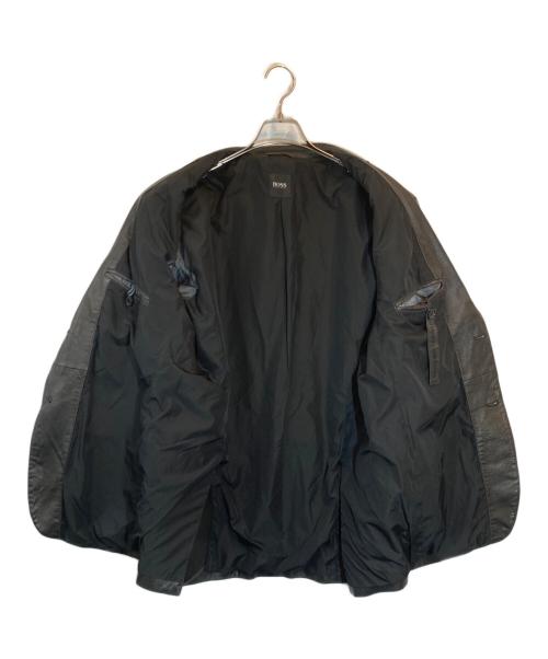 HUGO BOSS（ヒューゴ ボス）HUGO BOSS (ヒューゴ ボス) ラムレザージャケット ブラック サイズ:SIZE 52の古着・服飾アイテム