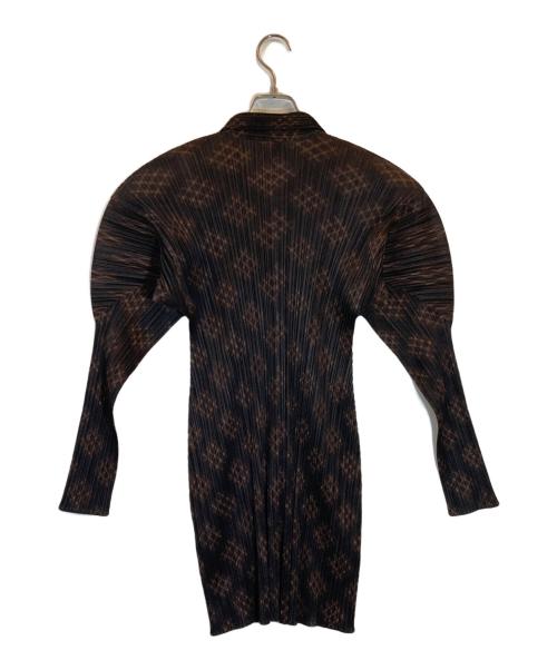 PLEATS PLEASE（プリーツプリーズ）PLEATS PLEASE (プリーツプリーズ) バイアスチェックプリーツワンピース ブラウン サイズ:SIZE 3の古着・服飾アイテム