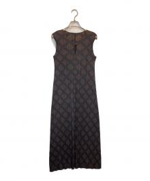 PLEATS PLEASE（プリーツプリーズ）の古着「バイアスチェックプリーツノースリーブワンピース」｜ブラウン