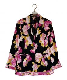 LEONARD（レオナール）の古着「花柄テーラードジャケット」｜ブラック×ピンク