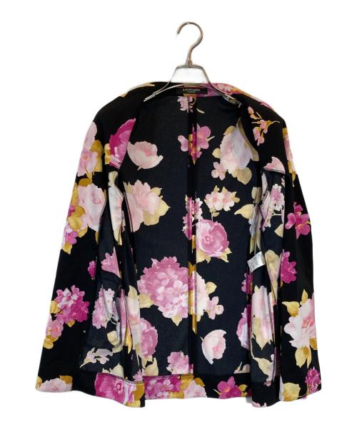 LEONARD（レオナール）LEONARD (レオナール) 花柄テーラードジャケット ブラック×ピンク サイズ:SIZE 42の古着・服飾アイテム