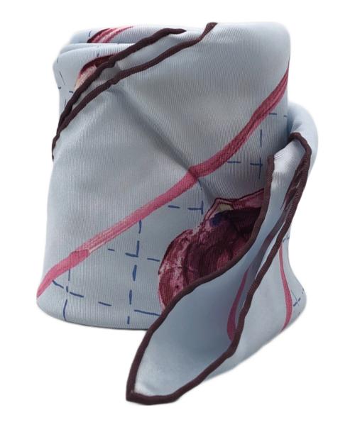 CHANEL（シャネル）CHANEL (シャネル) ココマークシルクスカーフ ブルー×パープルの古着・服飾アイテム