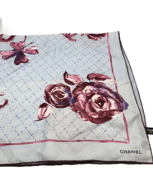 CHANEL（シャネル）CHANEL (シャネル) ココマークシルクスカーフ ブルー×パープルの古着・服飾アイテム