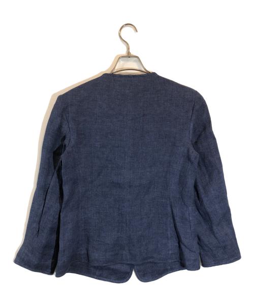 WEEKEND Max Mara（ウィークエンド マックスマーラ）Weekend Max Mara (ウィークエンド マックスマーラ) リネンノーカラージャケット ネイビー サイズ:SIZE 44の古着・服飾アイテム