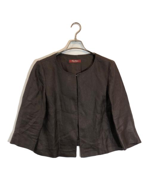 Max Mara Studio（マックスマーラ ストゥディオ）MAX MARA STUDIO (マックスマーラ ストゥディオ) ノーカラージャケット ブラウン サイズ:SIZE 44の古着・服飾アイテム